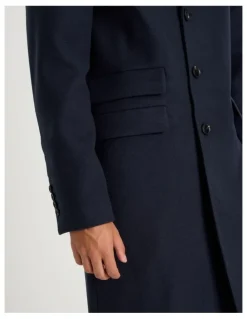 Blaq Longline Car Coat in Navy