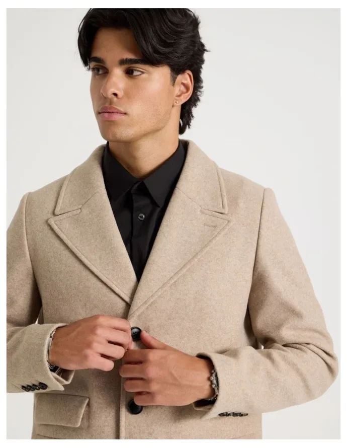Blaq Longline Car Coat in Oatmeal