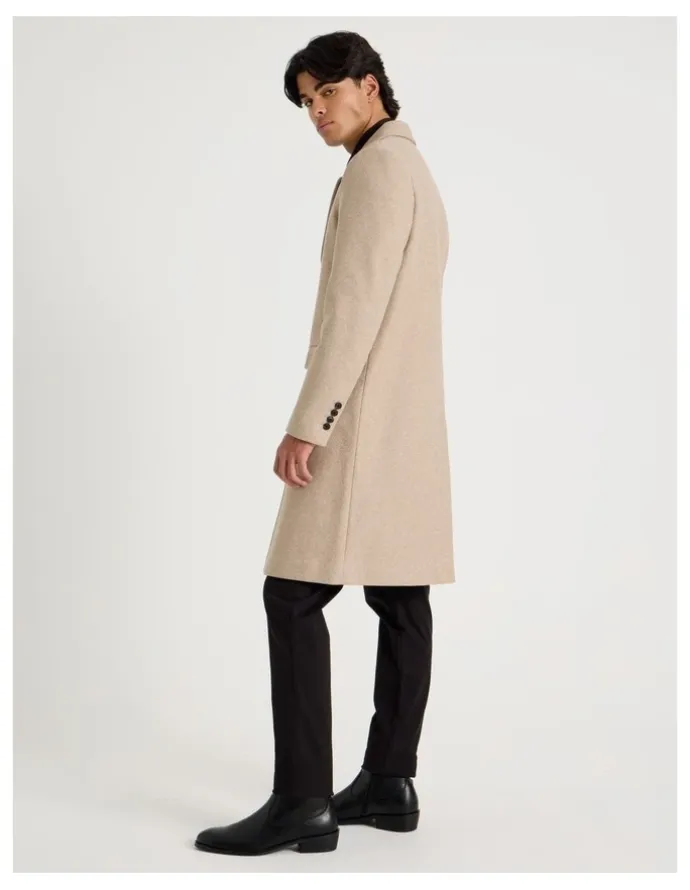 Blaq Longline Car Coat in Oatmeal