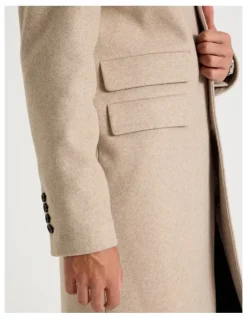 Blaq Longline Car Coat in Oatmeal