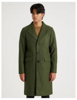 Blaq Longline Car Coat in Olive
