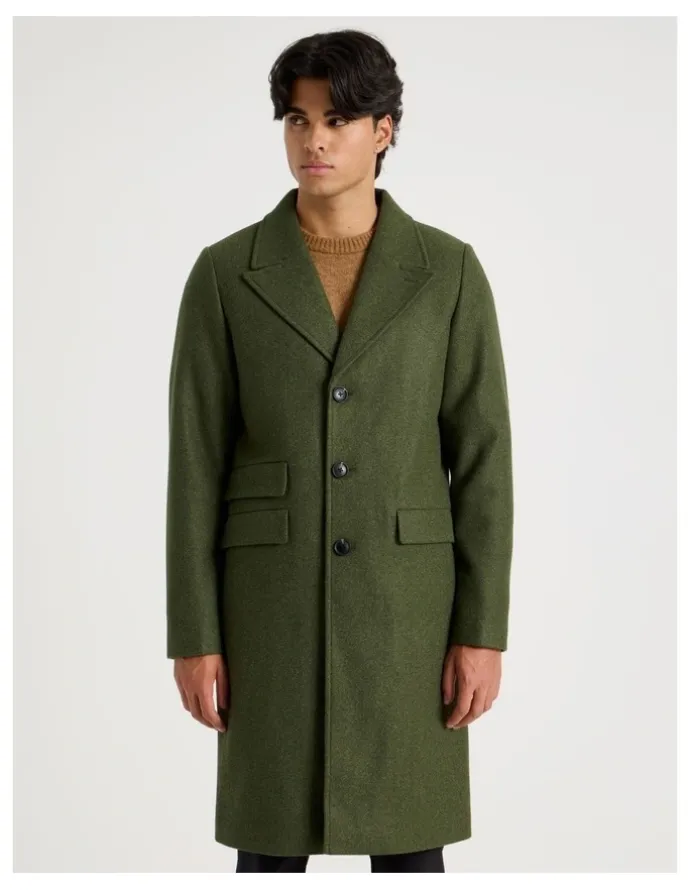 Blaq Longline Car Coat in Olive