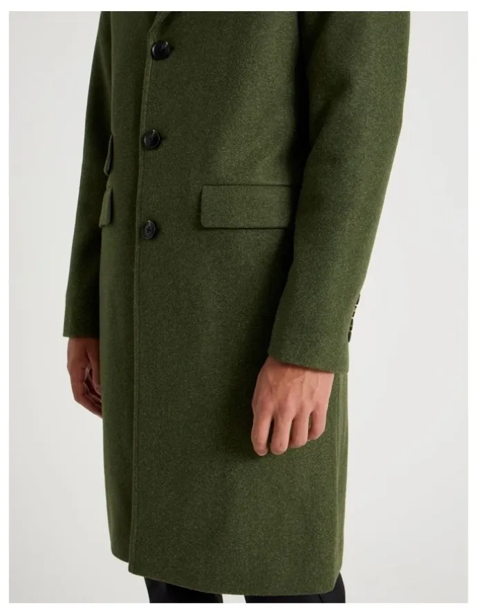 Blaq Longline Car Coat in Olive