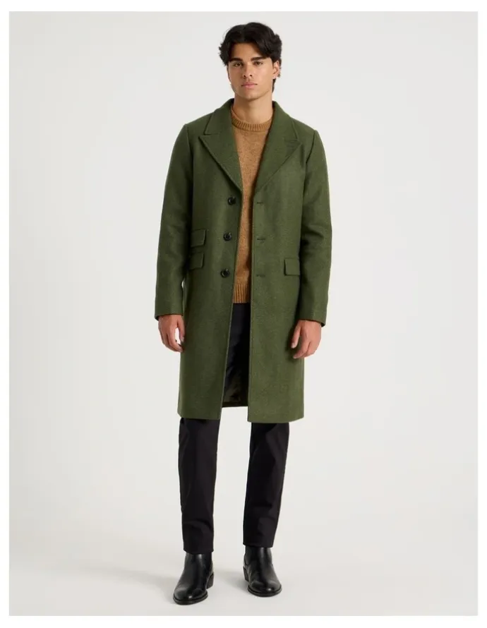 Blaq Longline Car Coat in Olive