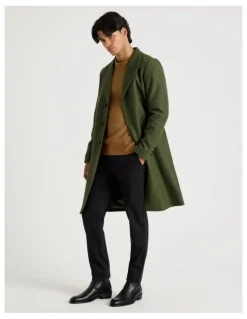 Blaq Longline Car Coat in Olive