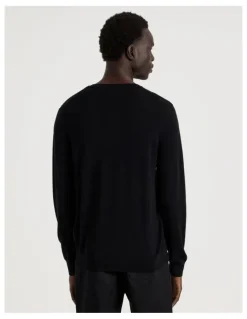 Blaq Merino Wool Henley Knit in Black