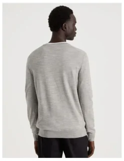 Blaq Merino Wool Henley Knit in Grey