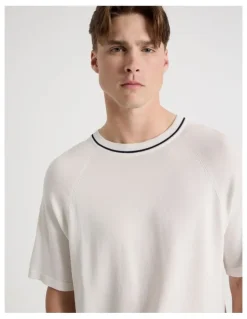 Blaq Mockneck Knit T-Shirt in White