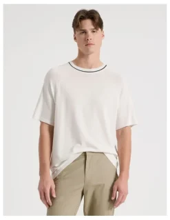Blaq Mockneck Knit T-Shirt in White