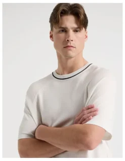 Blaq Mockneck Knit T-Shirt in White