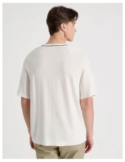 Blaq Mockneck Knit T-Shirt in White