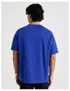 Blaq Oversized Contrast Panelled T-Shirt in Blue