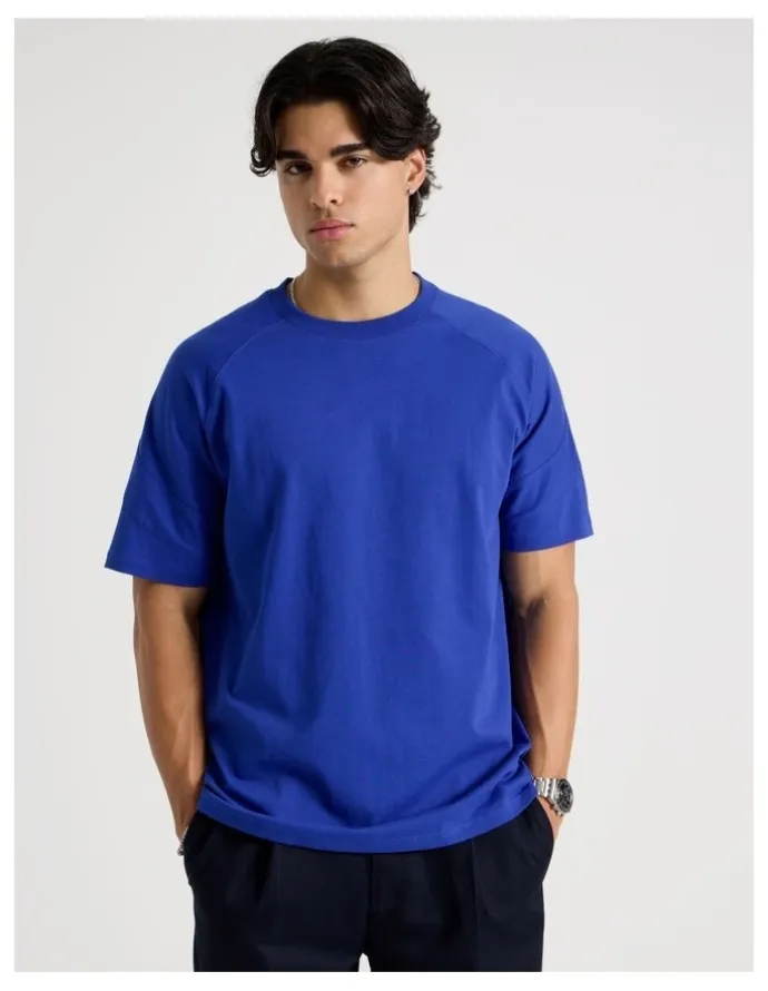 Blaq Oversized Contrast Panelled T-Shirt in Blue