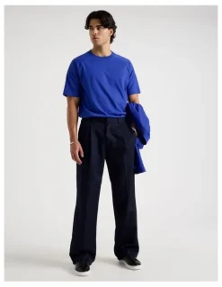 Blaq Oversized Contrast Panelled T-Shirt in Blue