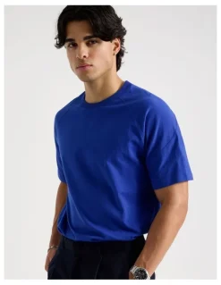 Blaq Oversized Contrast Panelled T-Shirt in Blue