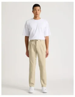 Blaq Pleated Relaxed Trouser in Beige