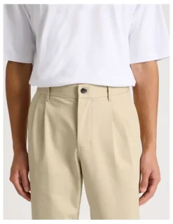 Blaq Pleated Relaxed Trouser in Beige