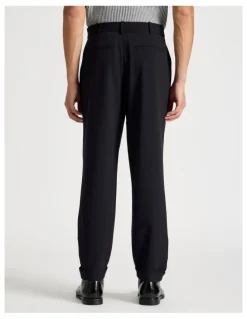 Blaq Pleated Twill Trouser in Navy
