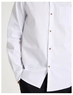 Blaq Relaxed Fit Long Sleeve Twill Shirt in White