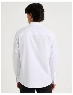 Blaq Relaxed Fit Long Sleeve Twill Shirt in White