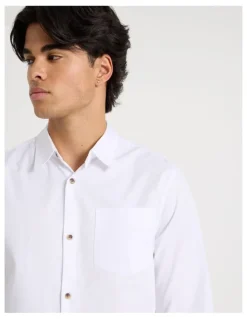 Blaq Relaxed Fit Long Sleeve Twill Shirt in White