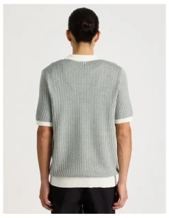 Blaq Short Sleeve Striped Polo in Green