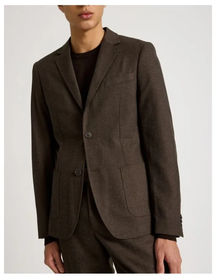 Blaq Single Breasted Blazer in Brown