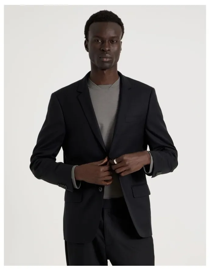 Blaq Single Breasted Wool Blazer in Black