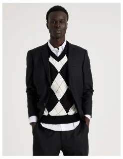 Blaq Single Breasted Wool Blazer in Black