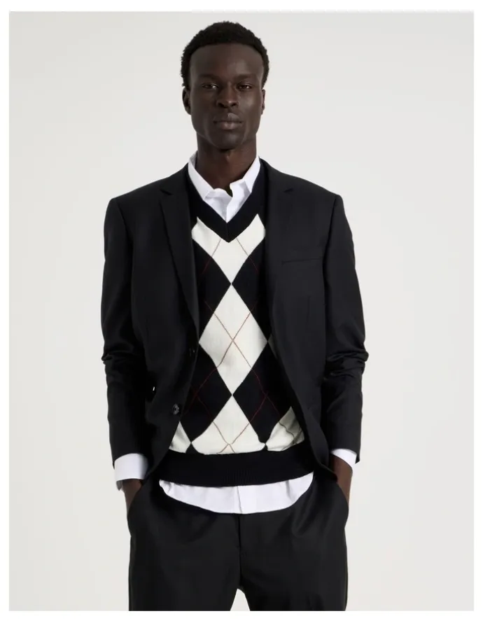 Blaq Single Breasted Wool Blazer in Black
