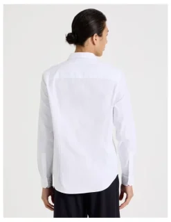 Blaq Slim Fit Cotton Dobby Long Sleeve Shirt in White