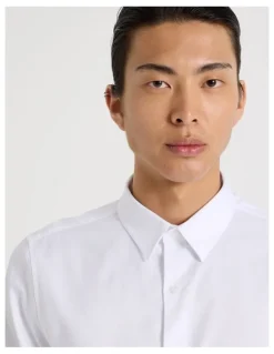 Blaq Slim Fit Cotton Dobby Long Sleeve Shirt in White
