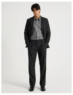 Blaq Tapered Fit Flannel Trousers in Charcoal