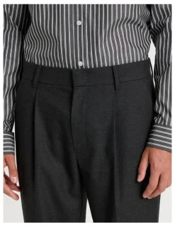 Blaq Tapered Fit Flannel Trousers in Charcoal