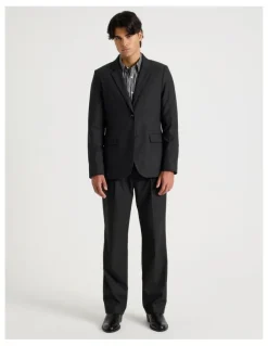Blaq Tapered Fit Flannel Trousers in Charcoal