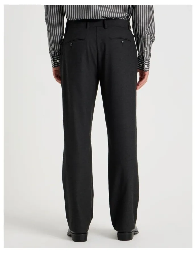 Blaq Tapered Fit Flannel Trousers in Charcoal