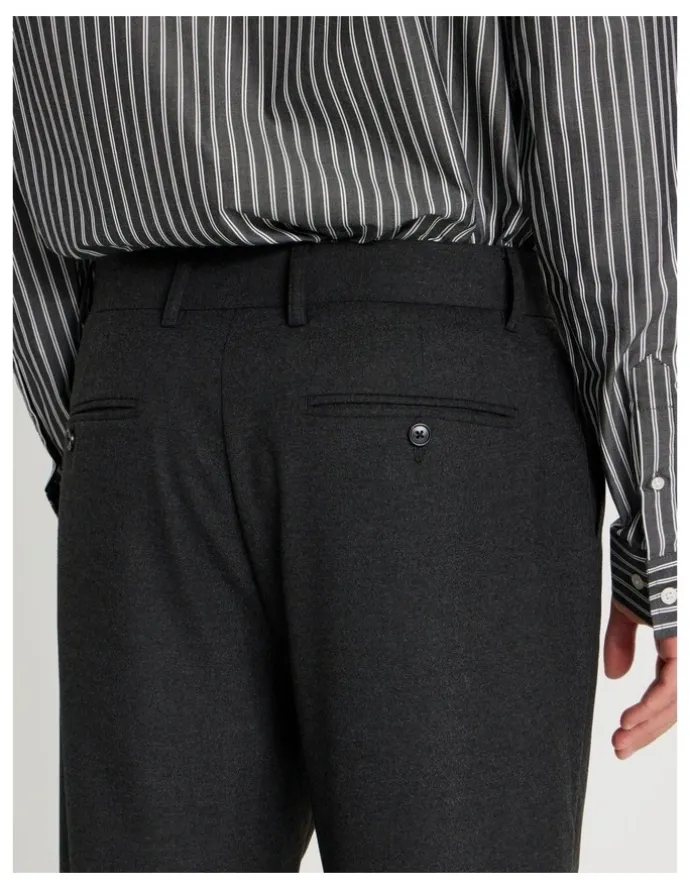 Blaq Tapered Fit Flannel Trousers in Charcoal