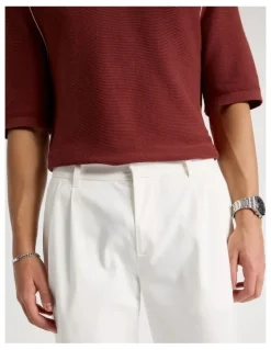Blaq Tapered Pleat Front Trouser in Ecru
