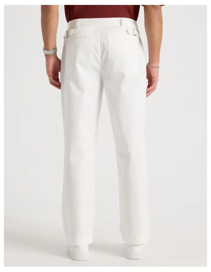 Blaq Tapered Pleat Front Trouser in Ecru