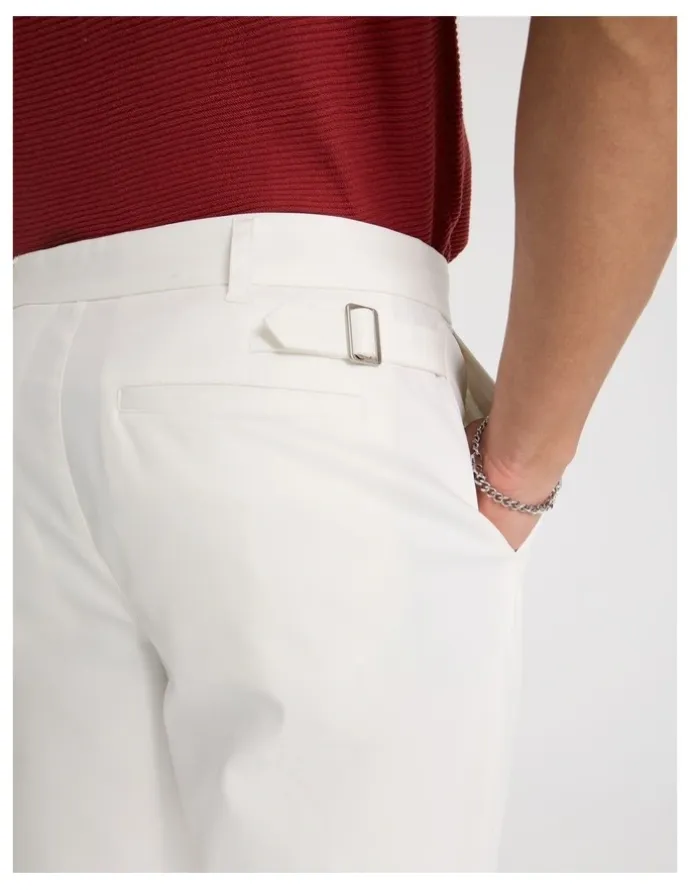 Blaq Tapered Pleat Front Trouser in Ecru