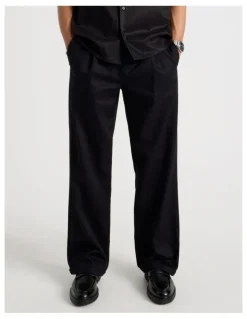 Blaq Wide Leg Cotton Drill Pant in Black