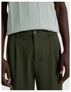 Blaq Wide Leg Pleated Pant in Khaki