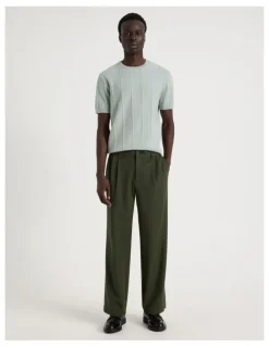 Blaq Wide Leg Pleated Pant in Khaki