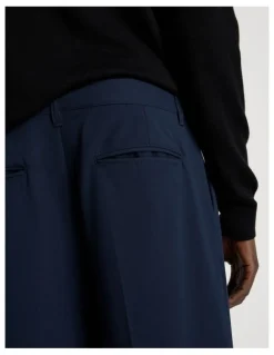 Blaq Wide Leg Pleated Pant in Navy