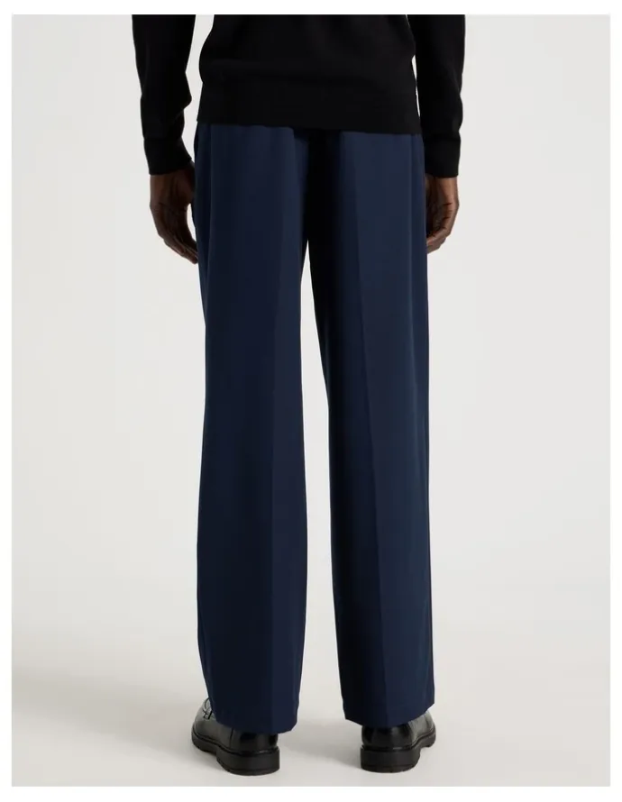 Blaq Wide Leg Pleated Pant in Navy