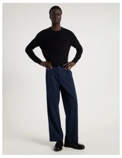 Blaq Wide Leg Pleated Pant in Navy