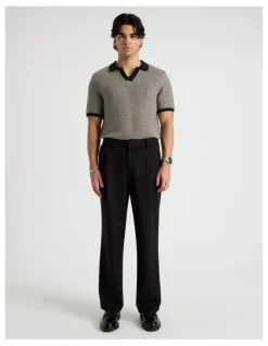 Blaq Wide Leg Pleated Trousers in Black