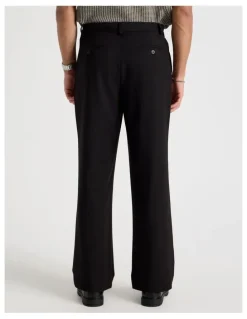 Blaq Wide Leg Pleated Trousers in Black