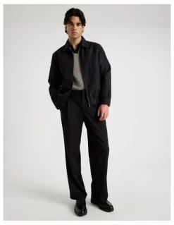 Blaq Wide Leg Pleated Trousers in Black