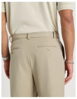 Blaq Wide Leg Pleated Trousers in Beige